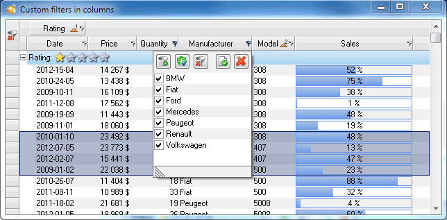 Graphical Filters in Columns